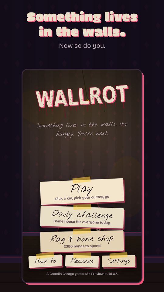 The Wallrot title screen